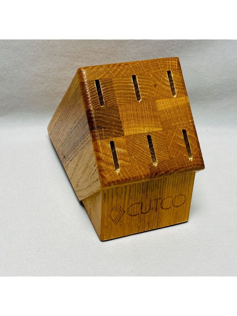 Cutco 6-Slot Wooden Table Knife Block Vertical Storage Hardwood USA Made